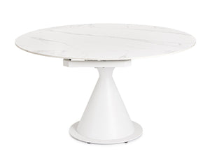 Extendable Round Dining Table 85–130 cm – White Modern Table