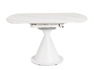 Extendable Round Dining Table 85–130 cm – White Modern Table