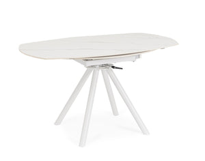 Extendable Round Dining Table 87–135 cm White Finish