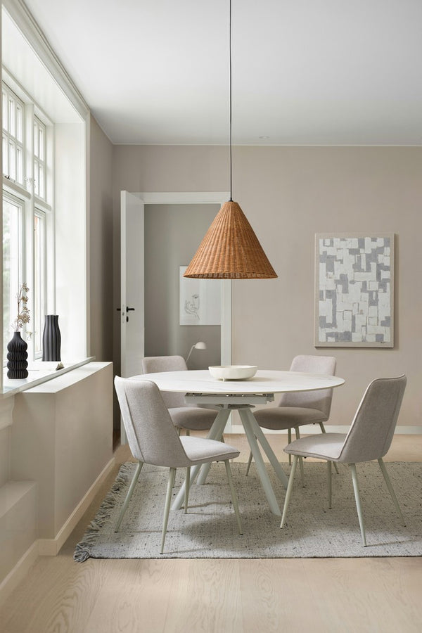 Extendable Round Dining Table 87–135 cm White Finish