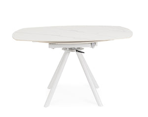 Extendable Round Dining Table 87–135 cm White Finish