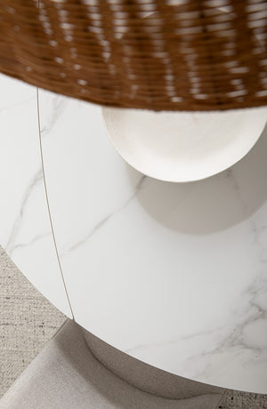 Extendable Round Dining Table 87–135 cm White Finish