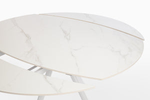 Extendable Round Dining Table 87–135 cm White Finish