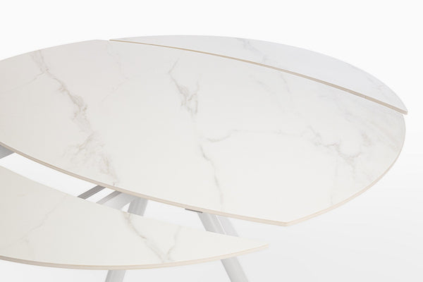 Extendable Round Dining Table 87–135 cm White Finish