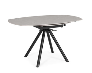 Extendable Round Dining Table 87–135 cm Black and Light Grey Finish