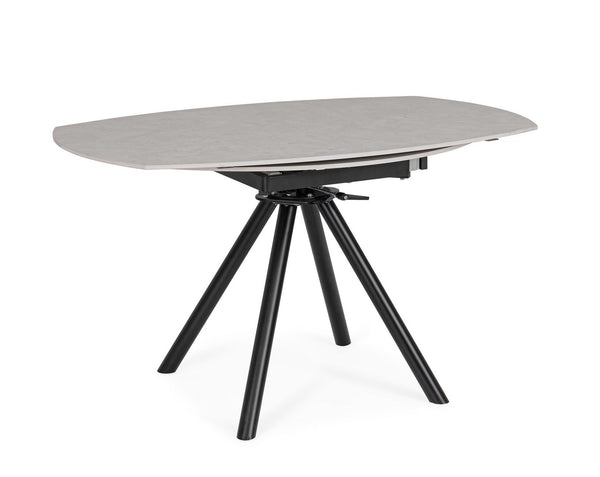 Extendable Round Dining Table 87–135 cm Black and Light Grey Finish
