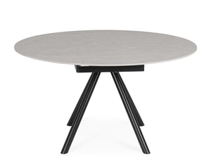 Extendable Round Dining Table 87–135 cm Black and Light Grey Finish