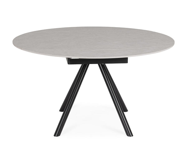 Extendable Round Dining Table 87–135 cm Black and Light Grey Finish