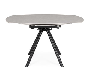 Extendable Round Dining Table 87–135 cm Black and Light Grey Finish