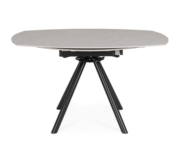 Extendable Round Dining Table 87–135 cm Black and Light Grey Finish