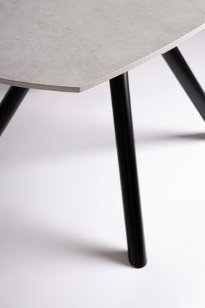 Extendable Round Dining Table 87–135 cm Black and Light Grey Finish