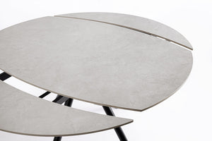 Extendable Round Dining Table 87–135 cm Black and Light Grey Finish