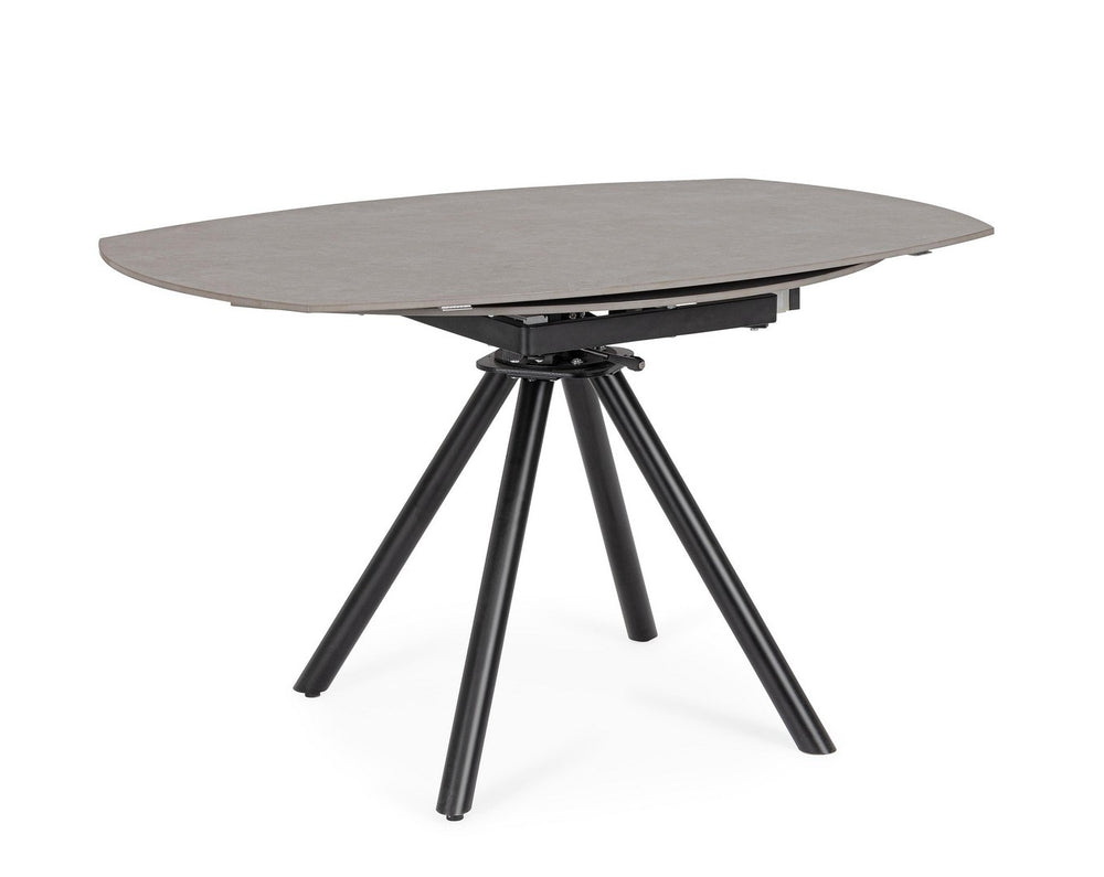 Extendable Round Dining Table 87–135 cm Black and Grey Finish