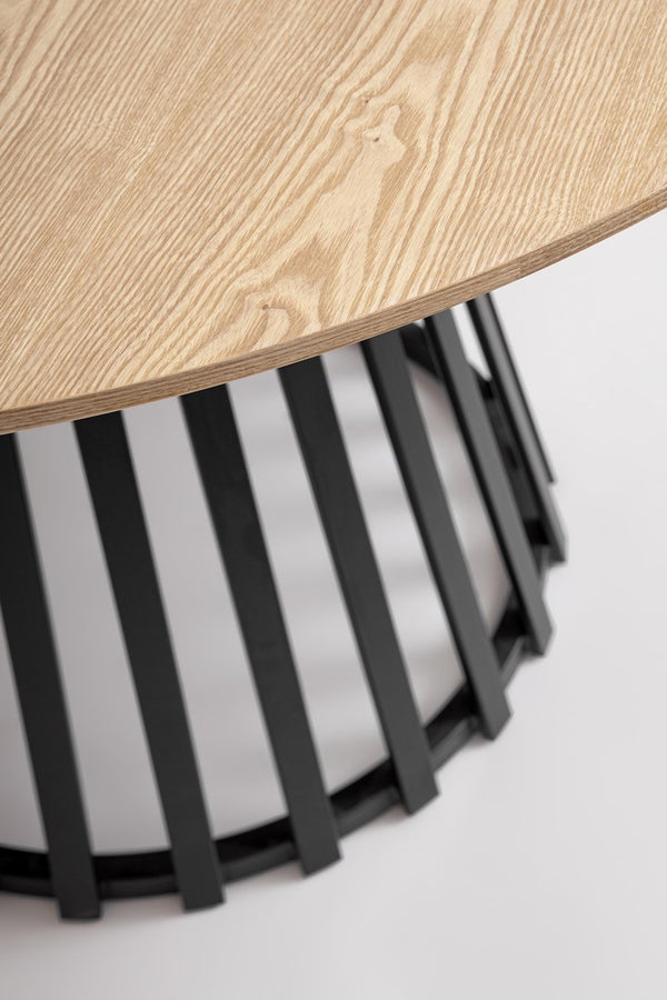 Round Dining Table Ø120 cm Black and Natural Finish