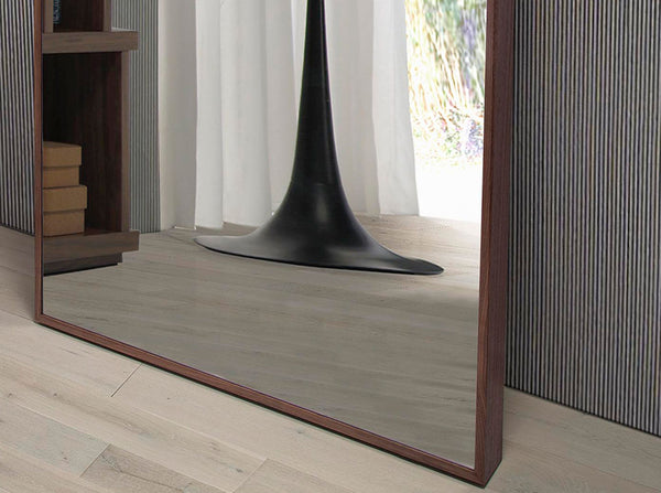 Rectangular walnut wall mirror