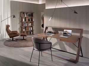 Walnut and black steel desk