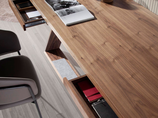 Walnut and black steel desk