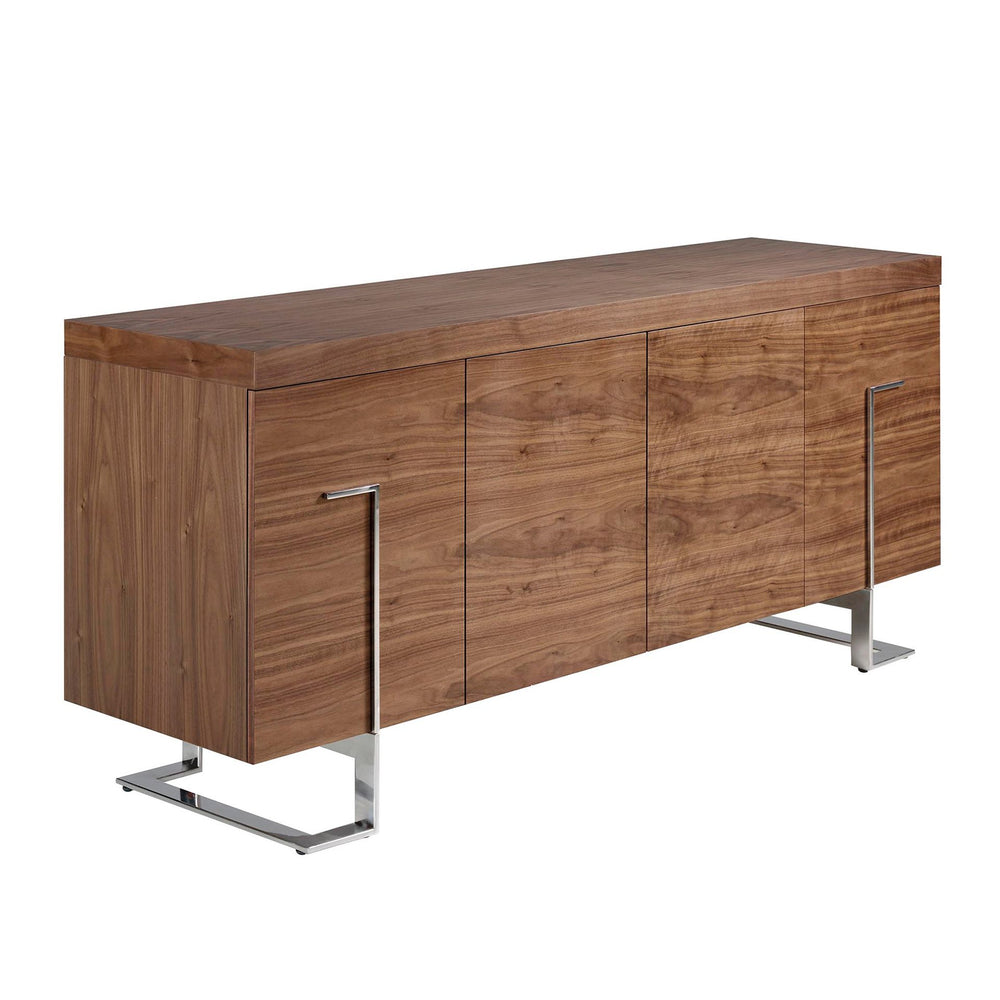 Sideboard in walnut and chromed steel