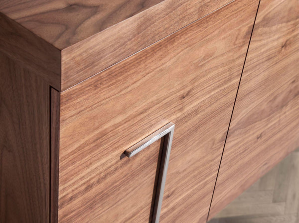 Sideboard in walnut and chromed steel
