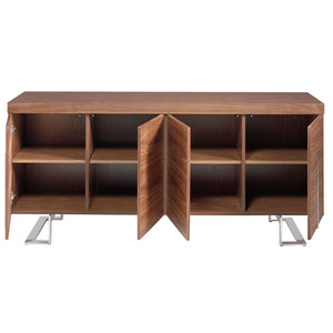 Sideboard in walnut and chromed steel