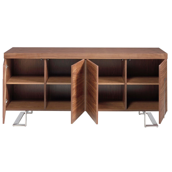 Sideboard in walnut and chromed steel