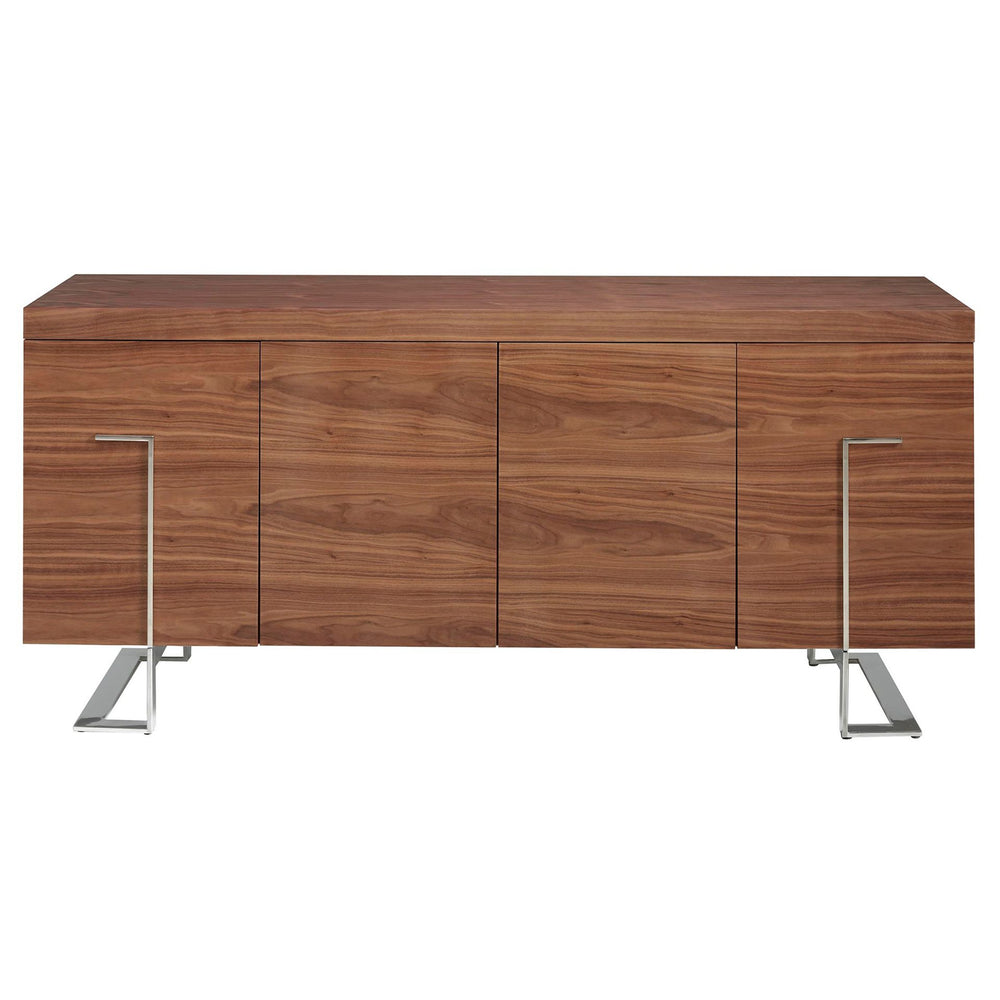 Sideboard in walnut and chromed steel