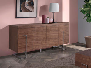 Sideboard in walnut and chromed steel