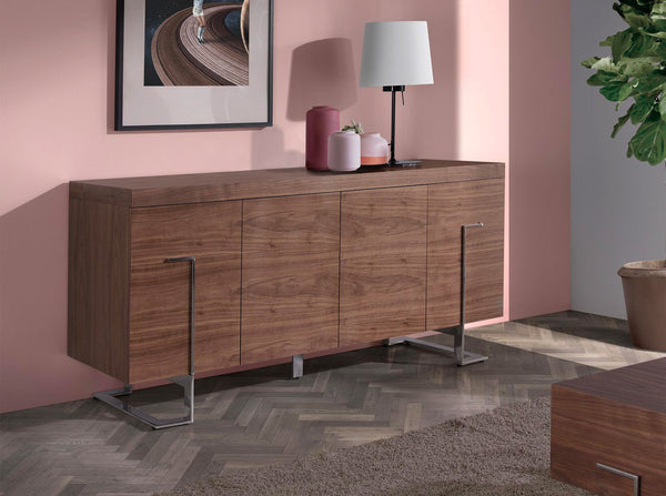 Sideboard in walnut and chromed steel