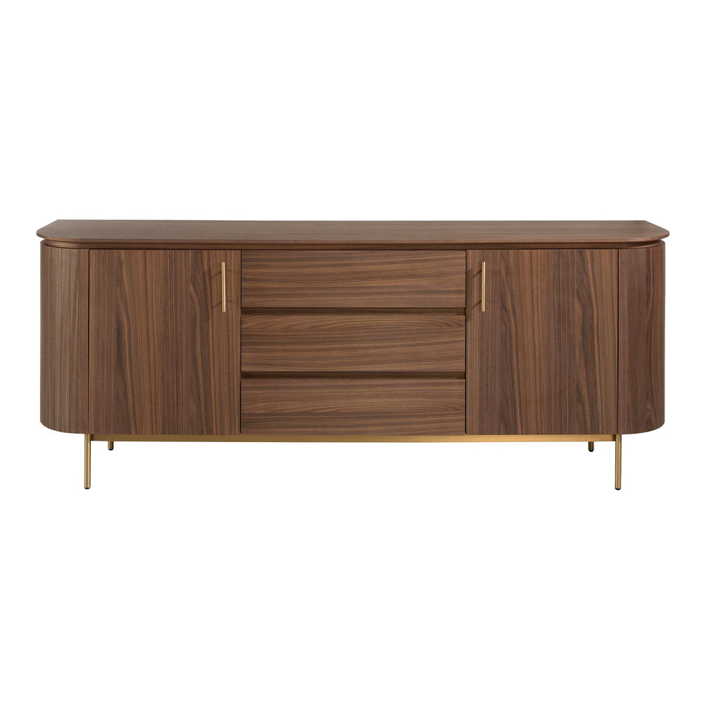 Walnut and polished gold steel sideboard