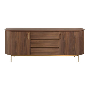 Walnut and polished gold steel sideboard