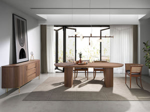 Walnut and polished gold steel sideboard