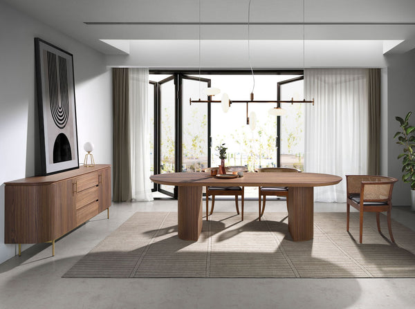 Walnut and polished gold steel sideboard