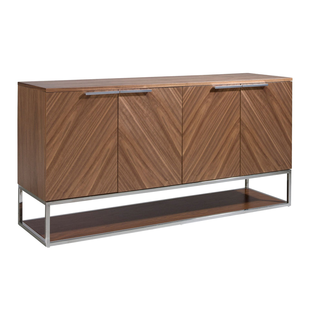 Sideboard in walnut and chromed steel
