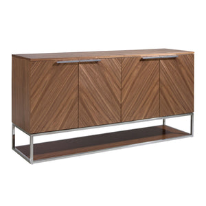 Sideboard in walnut and chromed steel