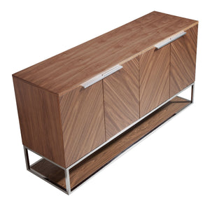Sideboard in walnut and chromed steel