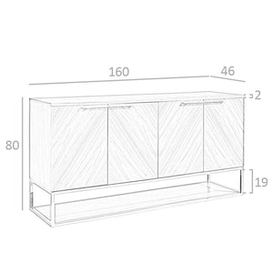 Sideboard in walnut and chromed steel