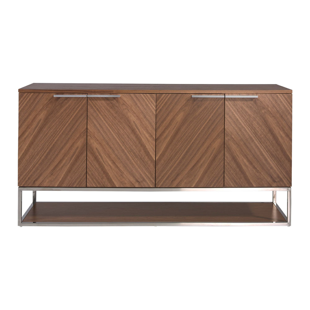Sideboard in walnut and chromed steel
