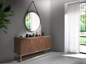 Sideboard in walnut and chromed steel