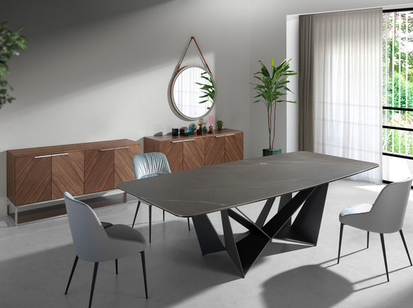 Sideboard in walnut and chromed steel