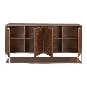 Sideboard in walnut and chromed steel