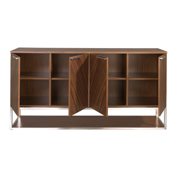 Sideboard in walnut and chromed steel