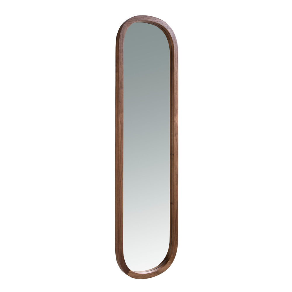 Oval walnut wall mirror