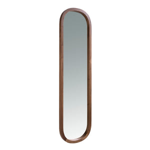 Oval walnut wall mirror