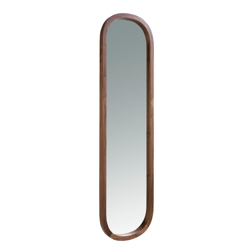 Oval walnut wall mirror