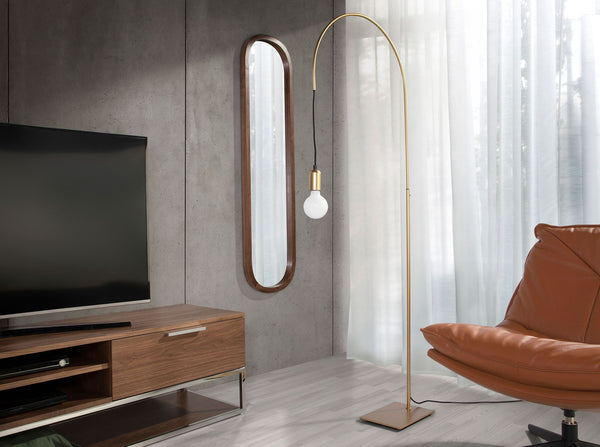Oval walnut wall mirror