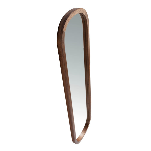 Oval walnut wall mirror