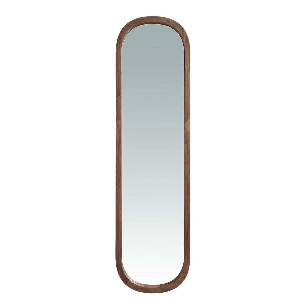 Oval walnut wall mirror