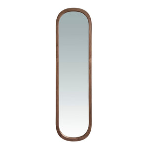 Oval walnut wall mirror