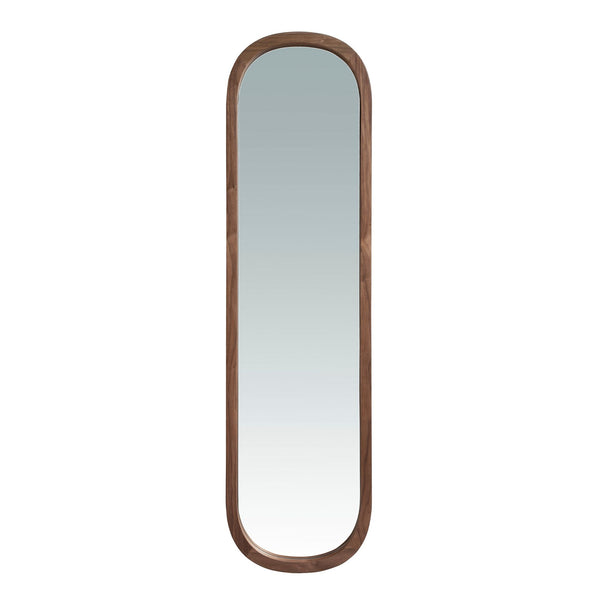 Oval walnut wall mirror