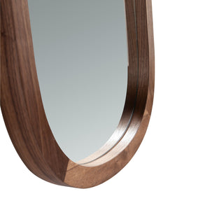 Oval walnut wall mirror